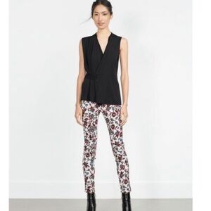 Zara Floral Ankle Cropped Pants